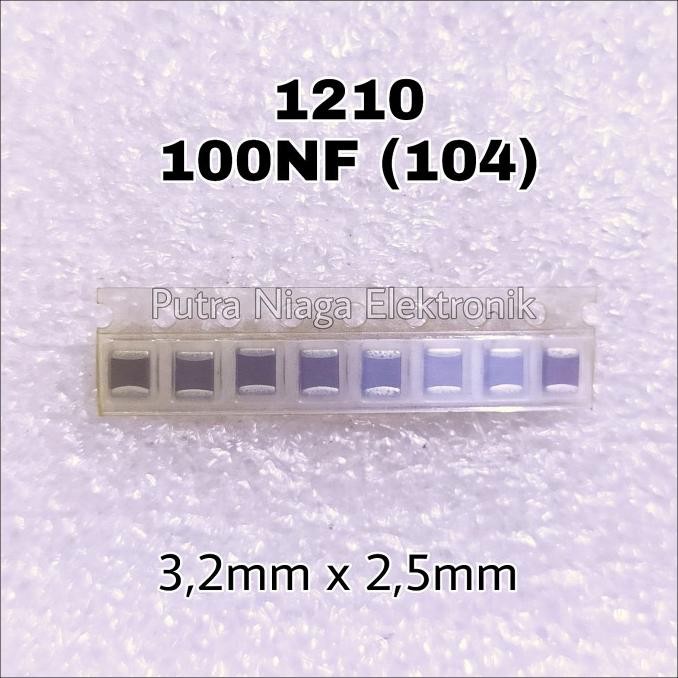 Terbaru (10) Kapasitor SMD 1210 100NF 100N 104 0.1uF Ukuran 3,2mm x 2,5mm putr4n Berkualitas