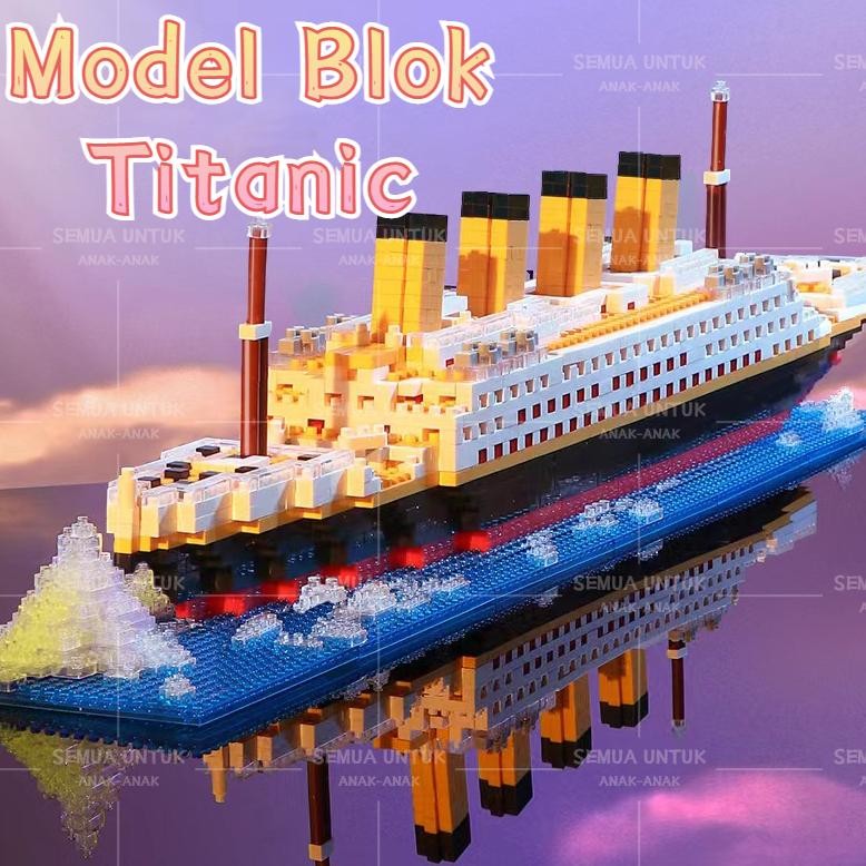 [LARIS] CODReadyKapal model kapal pesiar Titanic/Model bata mini/Kit bata blok bangunan DIY/Mainan B