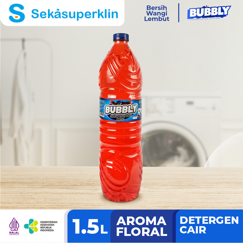 SABUN CUCI BAJU BUBBLY / DETERJEN LAUNDRY MATIC SUPER EXTRA KLIN 1.5 LITER / LAUNDRY PINK