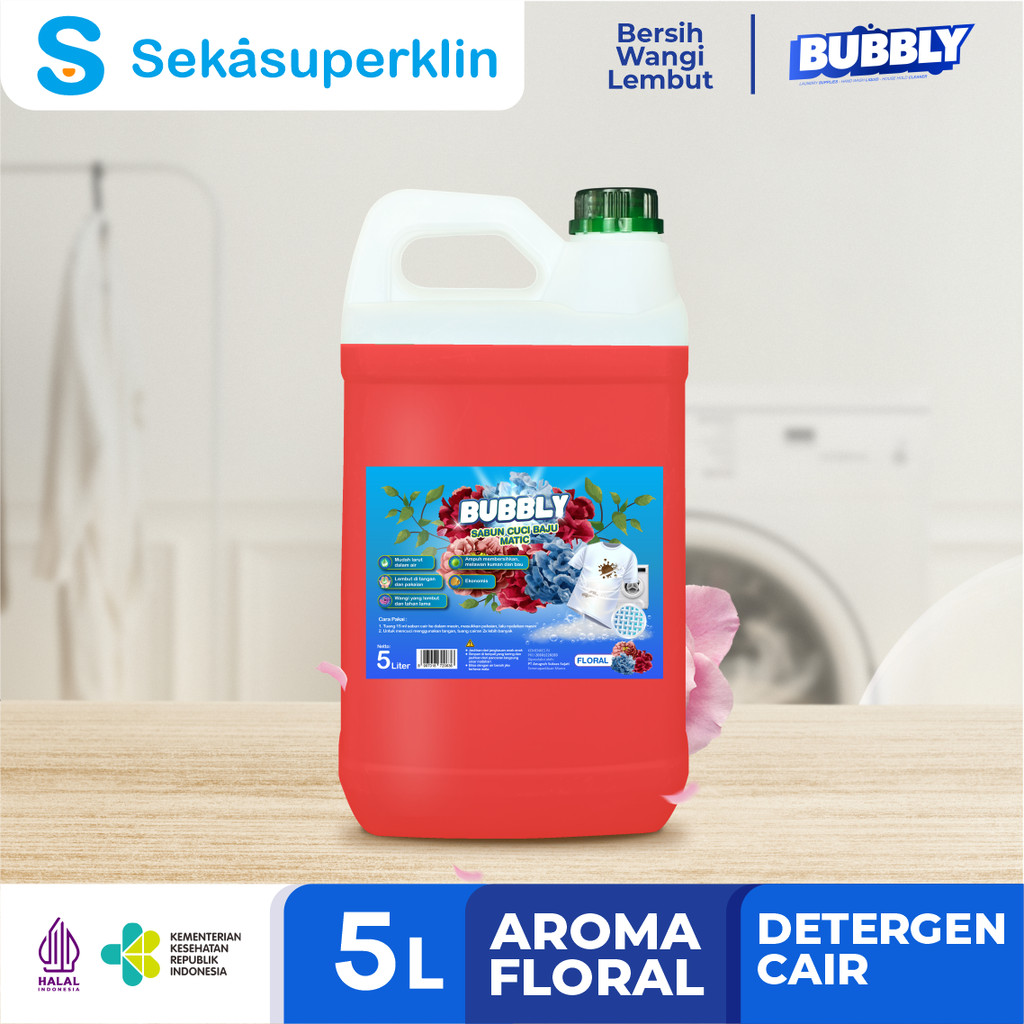 SABUN CUCI BAJU BUBBLY  / DETERJEN LAUNDRY MATIC CAIR SUPER EXTRA KLIN 5 LITER BAU BUNGA / LAUNDRY P