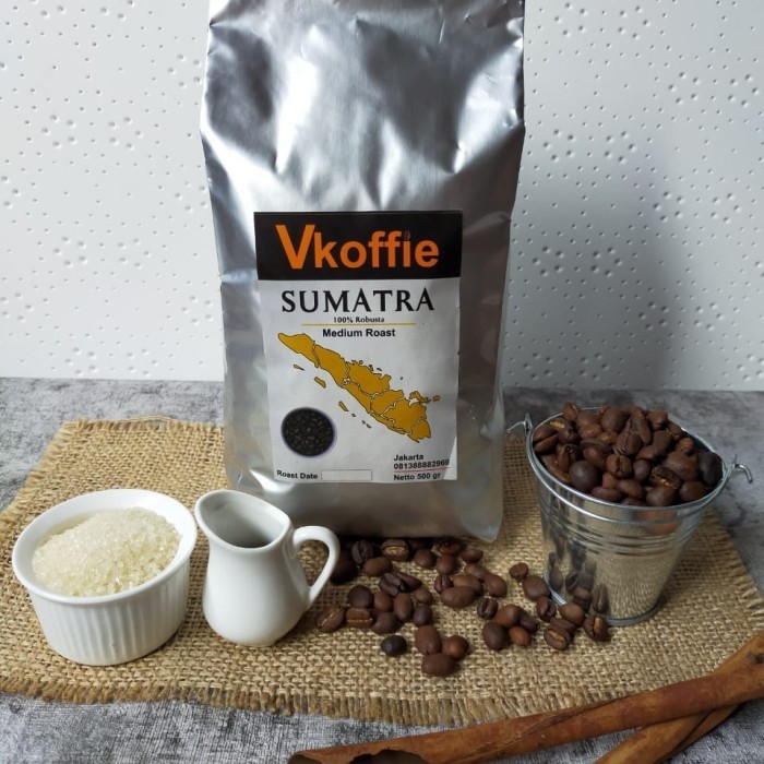 

Vkoffie Roasted Bean Robusta Sumatra 550 Gr