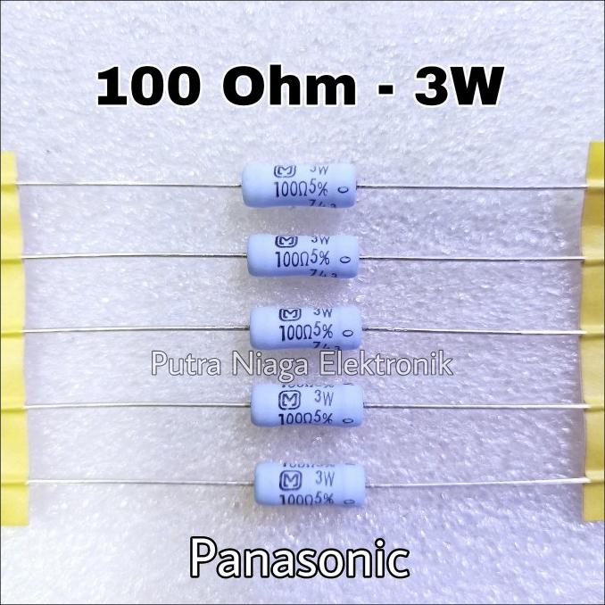 Baru Resistor 100R 3Watt Panasonic 100ohm 3 Watt 3W 5% putr4n