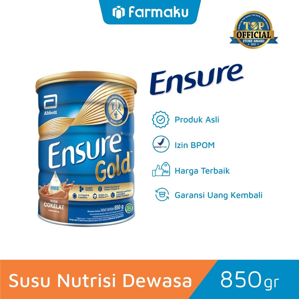 

Ensure Gold Cokelat - Nutrisi Dewasa Rendah Laktosa - 850 gr