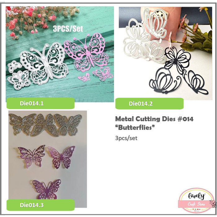 

Terlaris Metal cutting dies - 3pcs butterfly set for scrapbooking, cards SALE