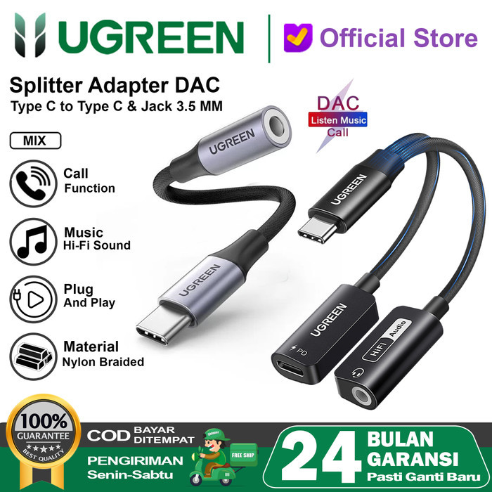 Ugreen Converter Splitter Iphone 15 Type C To Jack 3.5Mm Dac Open Mic