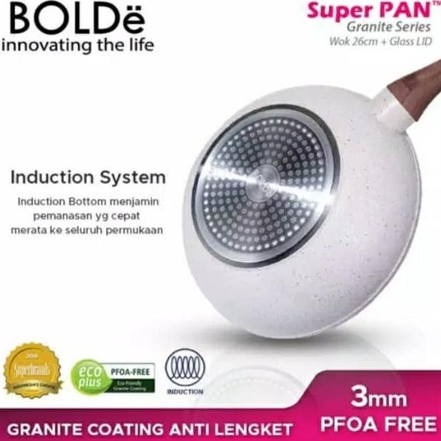 Super Pan Wok Granite 26Cm + Glass Lid - Wajan Frypan Induksi + Tutup