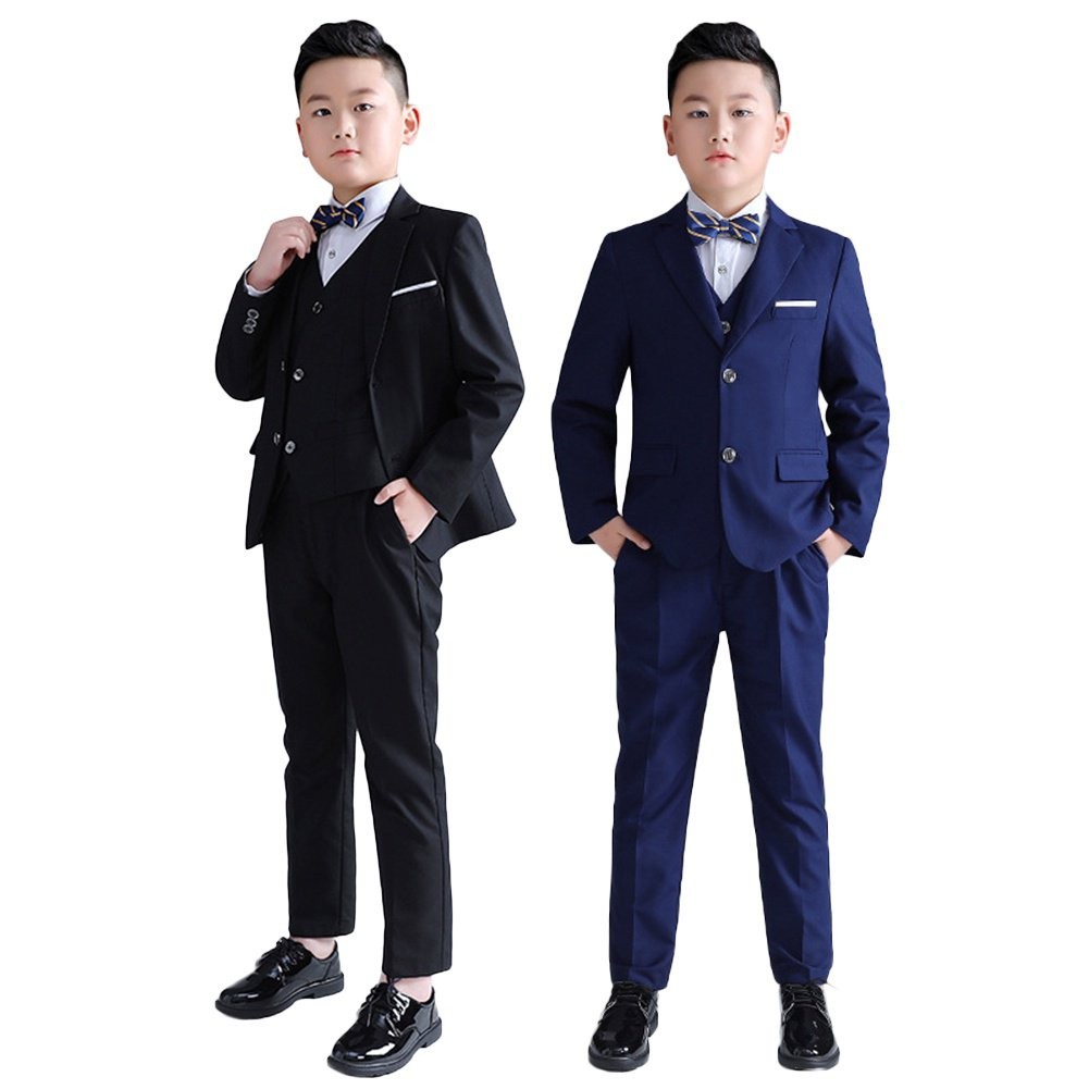 4 Buah/5 Buah Setelan Blazer Anak Laki-laki Ukuran Besar Jaket Celana Anak Kemeja Dasi Kupu-kupu Set