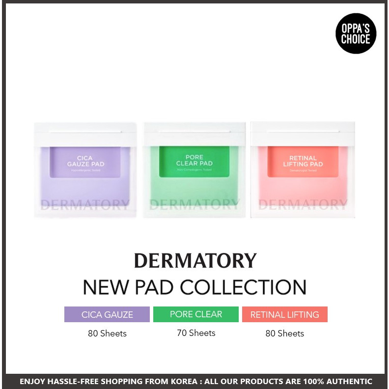 [BARU] KOLEKSI PAD BARU DERMATORY (CICA GAUZE PAD, PORE CLEAR PAD, RETINAL LIFTING PAD) |924044EF|