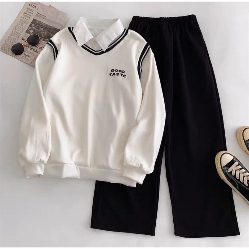 Stln Pakean Perempuan Dewasa Korea 1 Set Remaja Korean Style Satu Stel Ootd Stelan Bju Outfit Setela