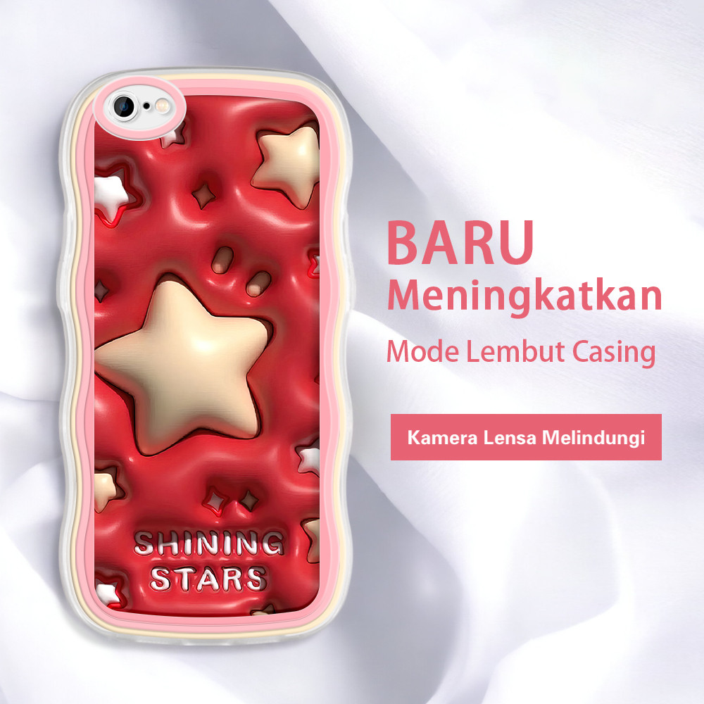 Apple iPhone 6 6S 7 8 11 PRO PLUS SE X XR XS MAX  Casing Ponsel  Pola Bintang kuning 3D  warna-warni
