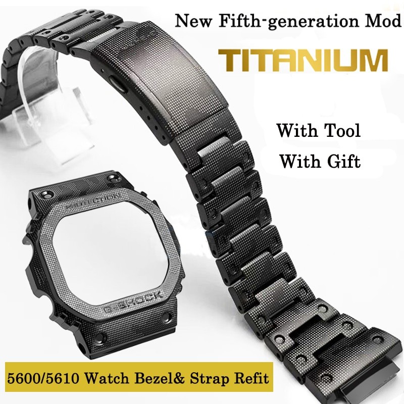 Casing Tali Jam Tangan Titanium/Bezel untuk Casio G-SHOCK DW5600 GW-M5610 GW5000 Mod Tali Casing Kam