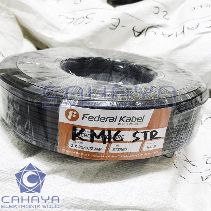 readyyy... kabel mic federal 2x20 stereo 100m roll hitam baik 0,12mm audio mixer