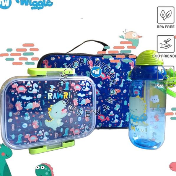 Wiggle Paket Hemat Dino Hello Lunch Box Bag Lunch Bottle Kotak Bekal