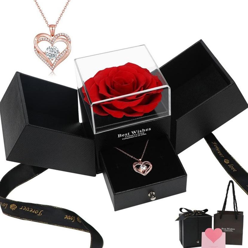 

ORIGINAL Eternal Rose Gift Box / Kotak Perhiasan Kado Kalung Cincin Lamaran Mawar /Gift Box Mawar Visual Experience QV21