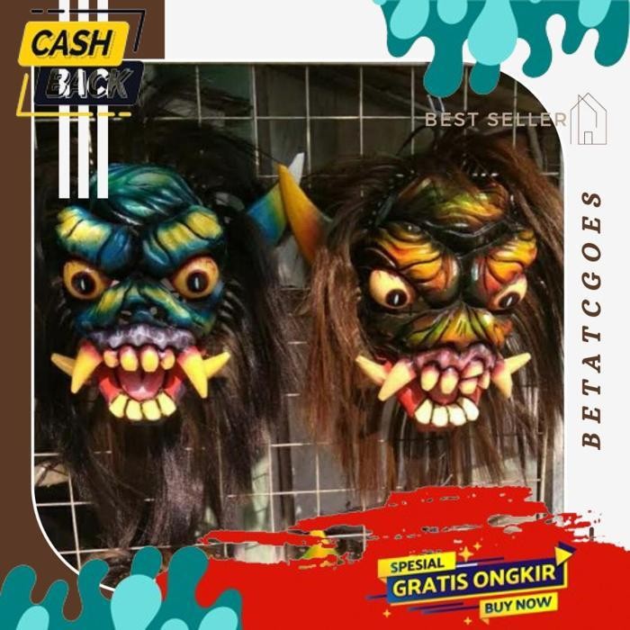 DISKON [PROMO MURAH] TOPENG GEDRUK ANAK ANAK RAMBUT PANJANG FOTO ASLI | TOPENG GEDRUK KARAKTER BUTO 