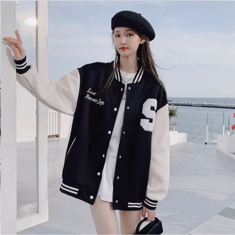 Epix Apparel Jaket Varsity Big Size Korean Style S LOVE FOREVER JOYS Bordir Jacket Baseball Oversize