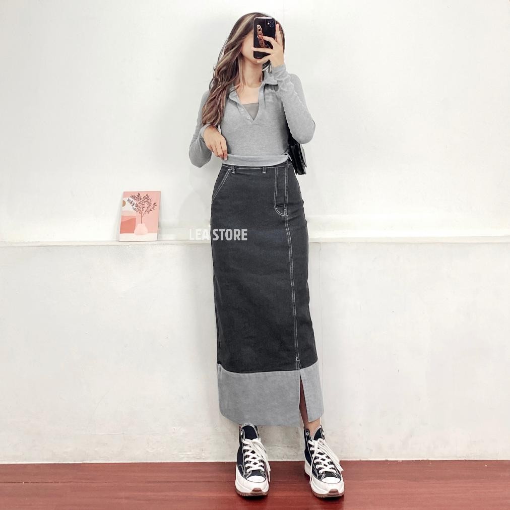 SPECIAL ERZA SKIRT JEANS / ROK JEANS HIGHWAIST WANITA / LEA STORE he-146