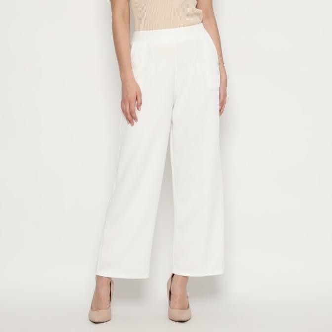 DUAPOLA CELANA PANJANG WANITA KULOT SCUBA 66178 - PUTIH KULOT PANTS CELANA KULOT KAIN HALUS NYAMAN W