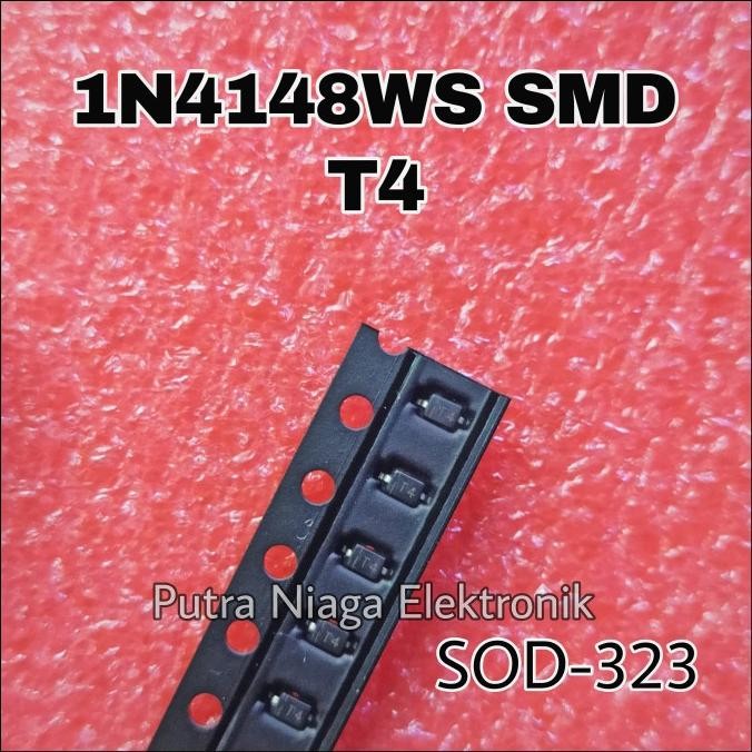 (10) Dioda SMD 1N4148WS T4 SOD323 0805 / IN4148 Fast Switching Diode 1N 4148 SOD-323 marking : T4 pu