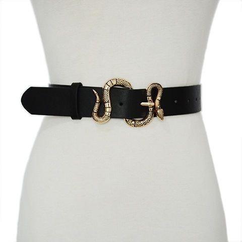 Sabuk Wanita Dekorasi Ular Gesper Dekoratif Kulit Imitasi Sabuk Lebar