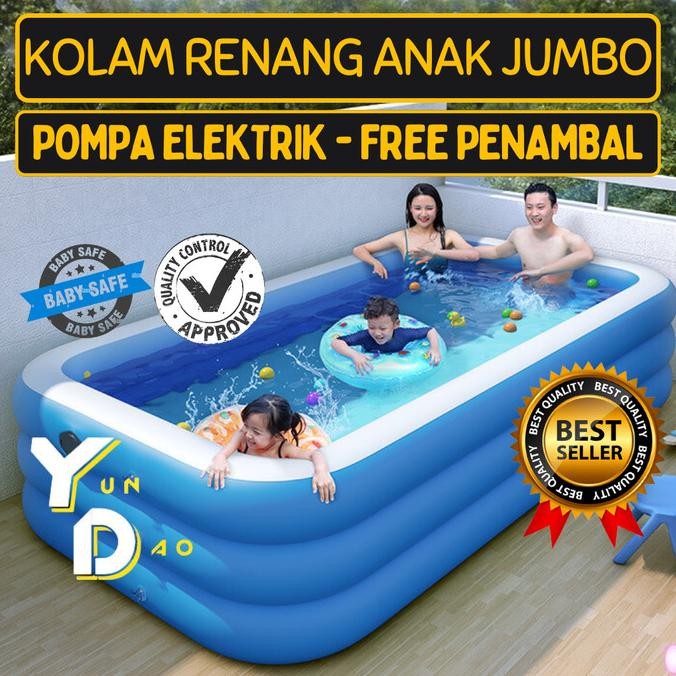 KOLAM RENANG KARET ANAK/DEWASA JUMBO KOLAM POMPA TIUP INFLATABLE POOL