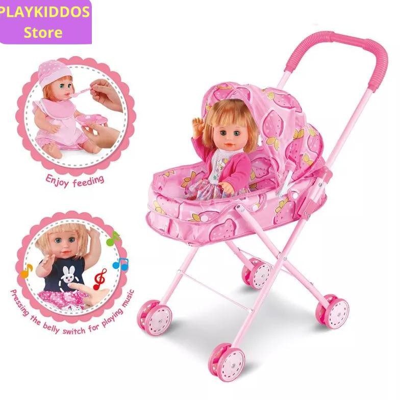 NEW  Mainan Kereta Dorong Anak Mainan Bayi Boneka Troli Anak Kereta Bayi Troli Bayi Kereta Dorong Bo