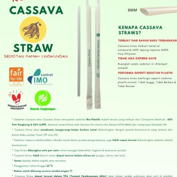 Cassava Straw/Sedotan Cassava Runcing 6Mmx20Cm Wrap R(Isi 250Pcs)