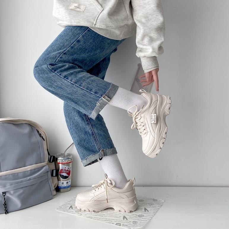 SALE Sepatu Sneakers Wanita Putih Sport Fashion Shoes Putih Cream Hitam Made Local ng-65