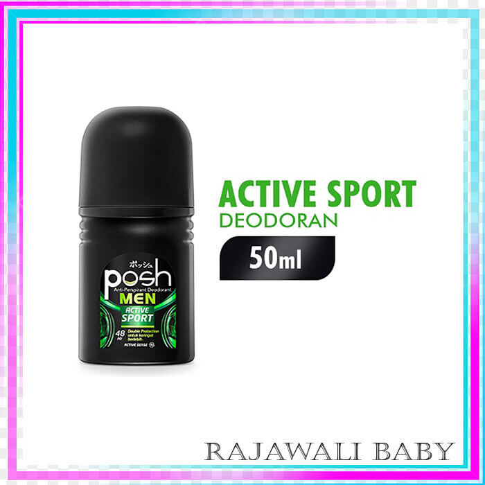 Posh Men Roll On Deodoran Active Sport - Double Protection Deodorant Pria - 50 ml