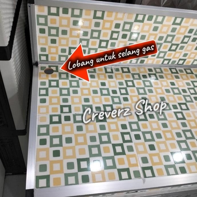 Rak Meja Kompor 3 Pintu Rata Tabung Gas Didalam Full Keramik Luthkillas