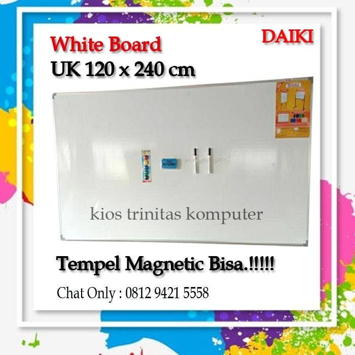 

Papan tulis / Whiteboard DAIKI magnetic gantung uk 120x240 cm