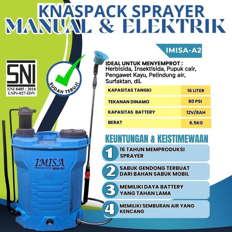 PANA POMPA SPRAYER 16-LITER MSA MANUAL & ELEKTRIK 2 IN 1 BERGARANSI (POMPA SPRAYER 2 IN 1 SPRAYER