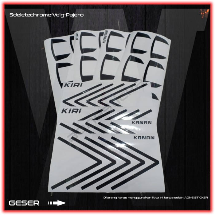 STICKER MOBIL UNTUK VELG PAJERO SPORT VARIASI DELETE CHROME