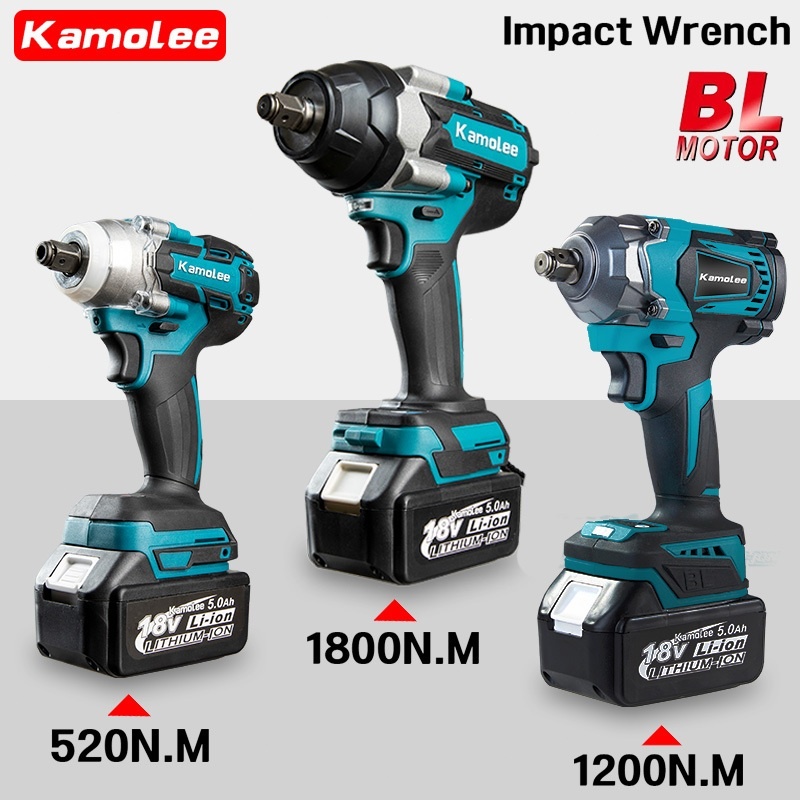 READY Kamolee 1800N.M/1200N.M/520N.M High Torque Impact Wrench 1/21/4 Electric Wrench for Auto