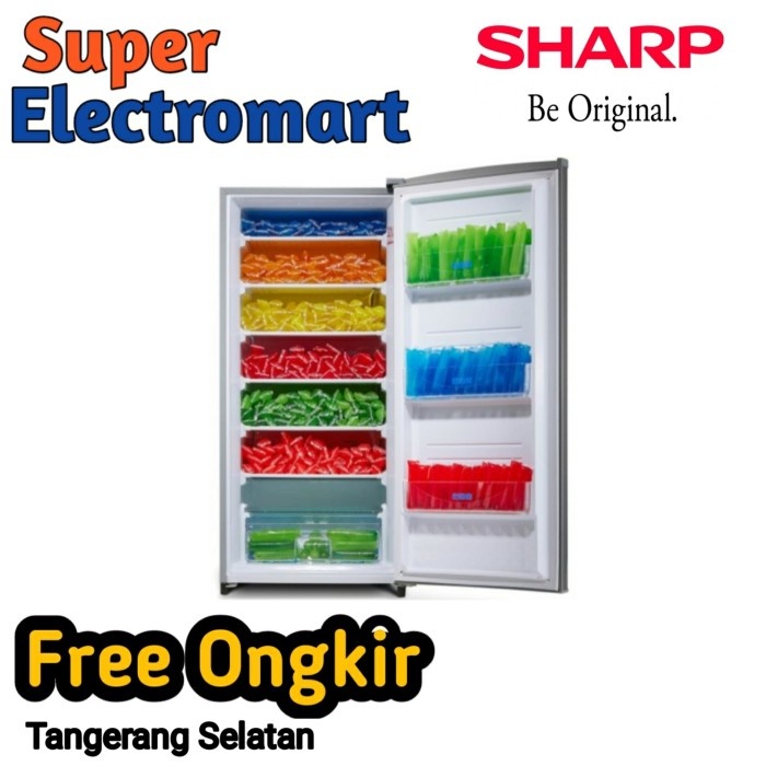 KULKAS FREEZER SHARP FJM 185 NS 6 RAK DISPLAY 158 LITER BUAT ES BATU