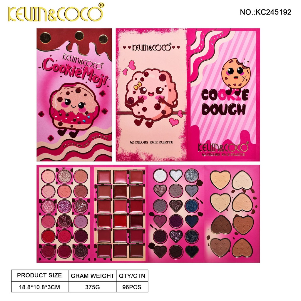 KEVIN&COCO 62Kue Goreng Keju Lucu Manik-manik Eye Shadow Matte Empat Mata Lipat
