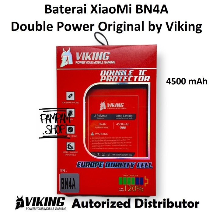 Terbaru Baterai Viking Double Power Original Xiaomi Redmi Note 7 Pro Bn4A Ori