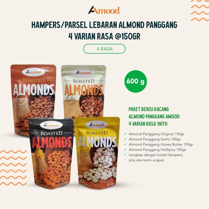 

Paket Kumplit Almond Panggang Amood 4 Varian Rasa @150gr