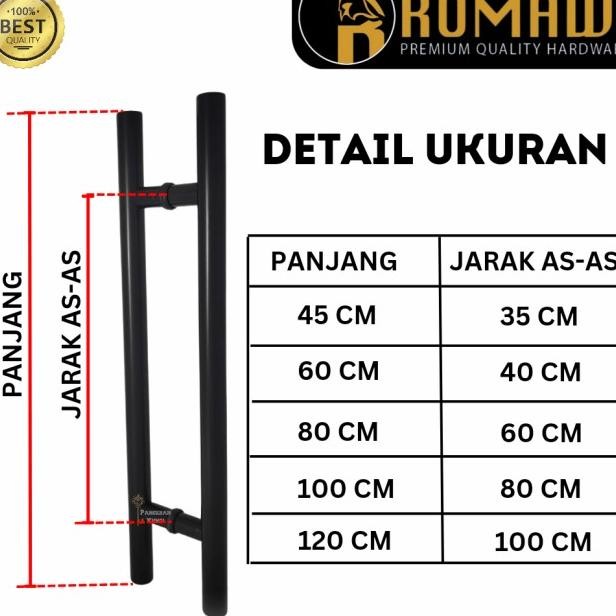 Pull Handle Gagang Pegangan Pintu Bulat Stainless Full Hitam 60Cm