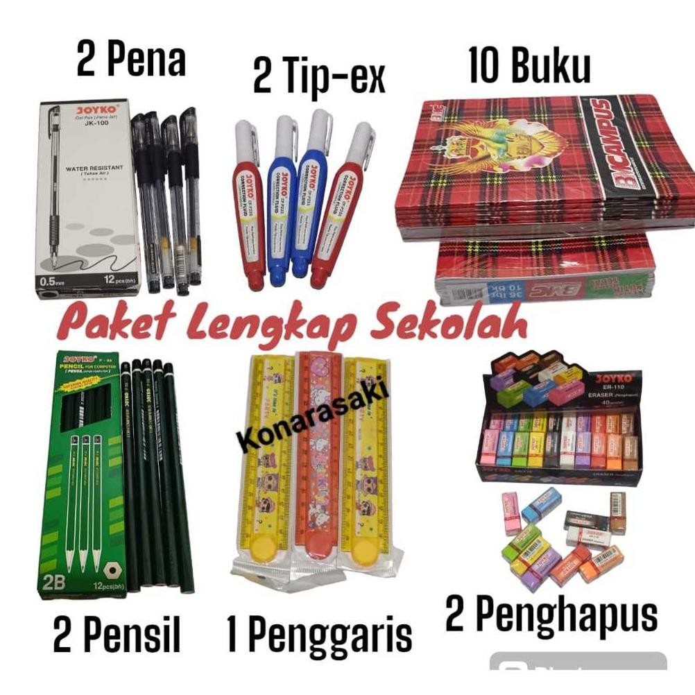 

Murah ( Paket Lengkap Sekolah ) 10 Buku Bmcampus Isi 36 Lembar + 2 Pulpen + 2 Pensil +2 Penghapus + 2 Tip Ex +1 Penggaris BisaCod