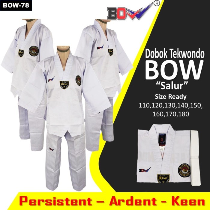 dobok Ahfruz baju seragam taekwondo pemula kerah putih
