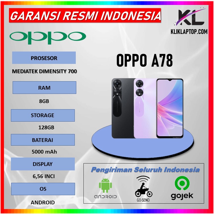 Oppo A78 5G 8Gb 128Gb Garansi Resmi