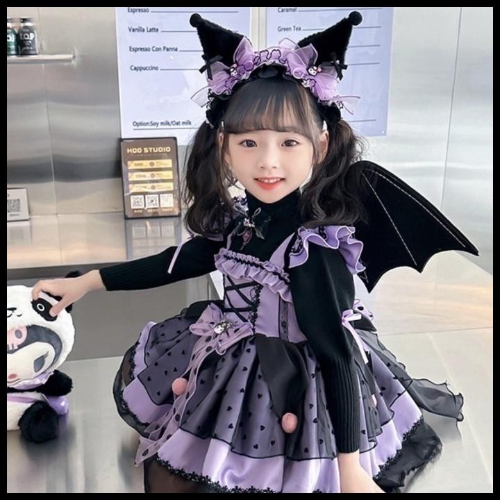 Kostum Kuromi Anak/ Kostum Karakter Anak/ Dress Kuromi/ Cosplay Kuromi