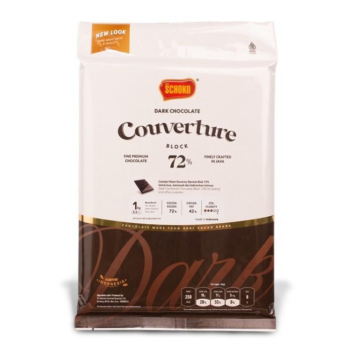 

SCHOKO Dark 72% Couverture Block - 1 Kg / Coklat Kovertur Batangan Kualitas Terbaik