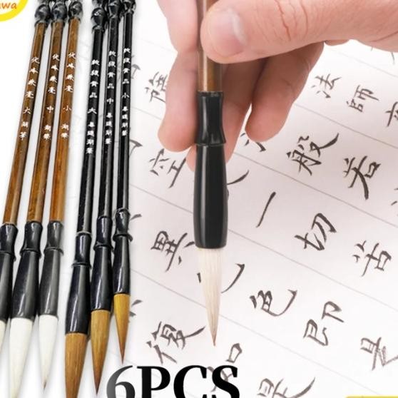 

6 Pcs Kuas Tulis Kaligrafi China Maobit Cina Bulu -Grosir