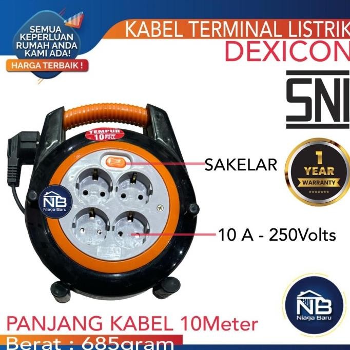 Rol Kabel Dexicon 10 Meter | Stop Kontak Colokan Listrik Terminal L4 PSG