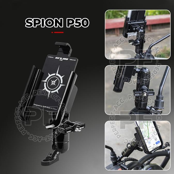 Holder Motor Besi GUB P50 Stang Spion Anti Getar Phone Stand HP Kokoh BNJ