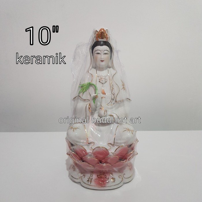 patung dewi kwan im keramik 10 inch