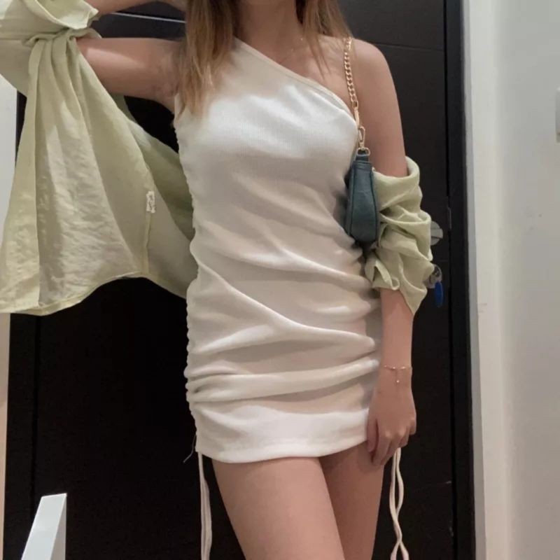 Dress Sexy Wsnita Kekinian Drees Dress Mini Pesta Dreas Mididress Polos Gaya Korea Minidras Pesta Mo