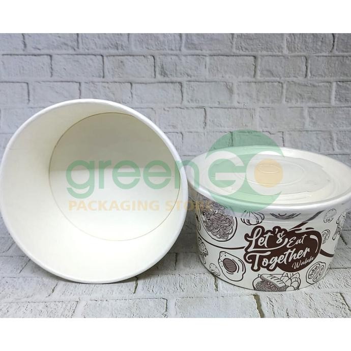 PAPER BOWL MOTIF 650ML 50 SET TUTUP WALALAA MANGKOK RICE BOWL BESAR BS